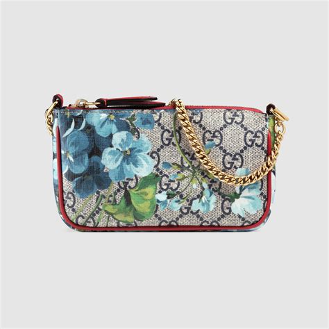 Gucci Gg Blooms Mini Chain Bag in Blue 